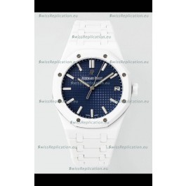 Audemars Piguet Royal Oak 15500 White Ceramic Super Clone Blue Dial Watch 