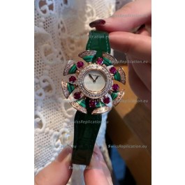 Bvlgari Divas's Dream Edition Watch in Rose Gold Casing - Diamonds Paved Bezel Swiss Replica