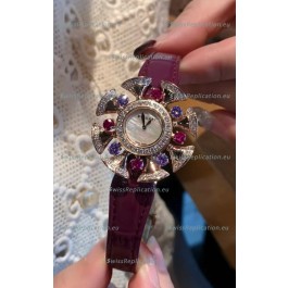 Bvlgari Divas's Dream Edition Watch in Rose Gold Casing - Diamonds Paved Bezel Swiss Replica