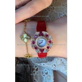 Bvlgari Divas's Dream Edition Watch in Rose Gold Casing - Diamonds Paved Bezel Swiss Replica
