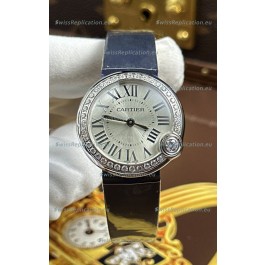 Ballon Blanc De Cartier Swiss Quartz Replica Watch in Steel Casing Fabric Strap