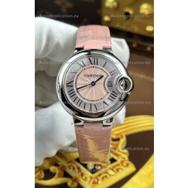 Ballon De Cartier Swiss Quartz 1:1 Mirror Quality 33MM in Pink Dial 