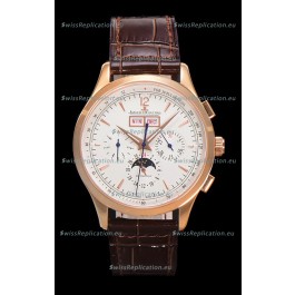 Jaeger LeCoultre Master Control Chronograph Calendar Rose Gold Swiss Replica Watch 