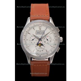 Jaeger LeCoultre Master Control Chronograph Calendar Steel Casing White Dial Watch 
