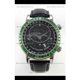Patek Philippe Grand Complications 6102 Black Dial Green Diamonds Swiss Replica Watch 