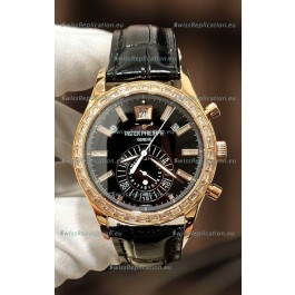 Patek Philippe Super Clone Complications 5961 Rose Gold Watch with Mossanites