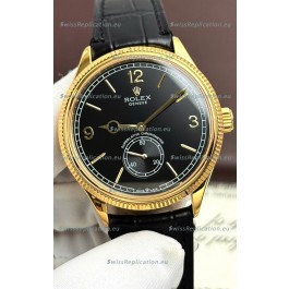 Rolex 1908 Perpetual Swiss Movement Replica Watch in Rose Gold Casing Black Dial