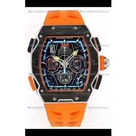Richard Mille Super Clone RM65-01 Carbon Casing Replica Watch in Orange Strap 