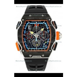 Richard Mille Super Clone RM65-01 Carbon Casing Replica Watch in Black Strap 