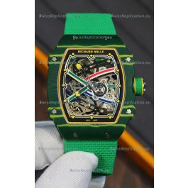 Richard Mille Super Clone RM67-02 Wayde Van Niekerk Green Carbon TPT 37 Grams Watch Green Strap