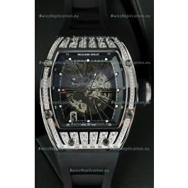 Richard Mille RM010 Stainless Steel Replica Watch in Black Strap