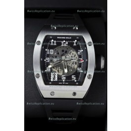 Richard Mille RM010 Stainless Steel Replica Watch in Black Strap