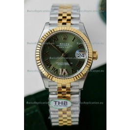 Rolex Datejust Cal.3235 Movement Super Clone Rose Gold 2 Tone 31MM Green Dial Watch 
