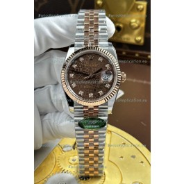 Rolex Datejust Super Clone Cal.3235 Brown Computer Dial 2 Tone Rose Gold Casing Watch 36MM