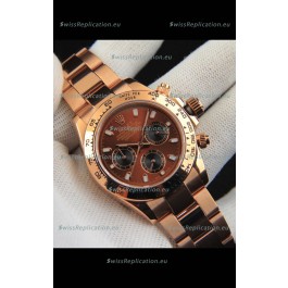 Rolex Daytona Japanese Movement Gold Casing Replica Watch in Brown Dial