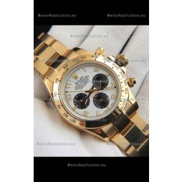 Rolex Daytona Japanese Movement Gold Casing Replica Watch in White Dial 