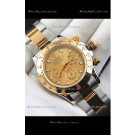 Rolex Daytona Japanese Movement Two Tone Gold Casing Watch in Gold Dial 