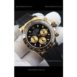 Rolex Daytona Japanese Movement Gold Casing Replica Watch in Black Dial 
