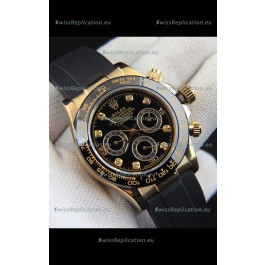 Rolex Daytona Japanese Movement Gold Casing Replica Watch in Black Dial 