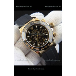 Rolex Daytona Japanese Movement Gold Casing Replica Watch in Black Dial 