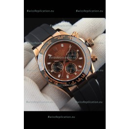 Rolex Daytona Japanese Movement Gold Casing Replica Watch in Brown Dial 
