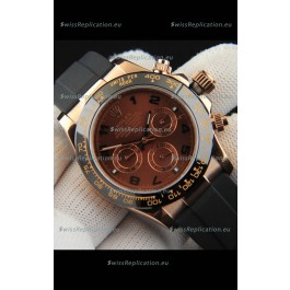 Rolex Daytona Japanese Movement Gold Casing Replica Watch in Brown Dial 
