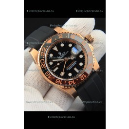 Rolex GMT Masters II Rose Gold on Oysterflex Japanese Replica Watch 