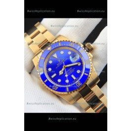 Rolex Submariner Japanese Replica Watch in Yellow Gold Casing Blue Dial 