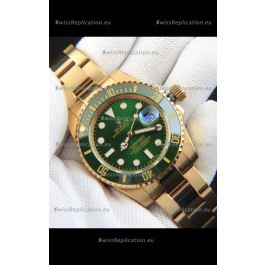 Rolex Submariner Japanese Replica Watch in Yellow Gold Casing Green Dial 