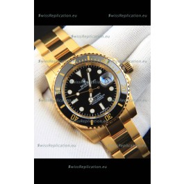 Rolex Submariner Japanese Replica Watch in Yellow Gold Casing Black Dial 