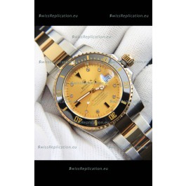 Rolex Submariner Japanese Replica Watch in 2 Tone Yellow Gold Casing Gold Dial 