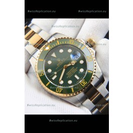 Rolex Submariner Japanese Replica Watch in 2 Tone Yellow Gold Casing Green Dial 