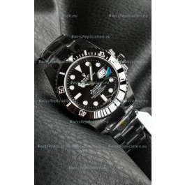 Rolex Submariner Blaken DLC Coated Swiss Replica Watch in Black Dial 