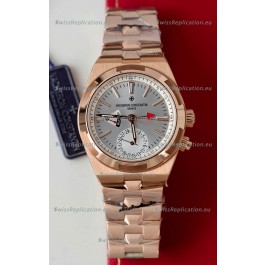 Vacheron Constantin Overseas Dual Time Rose Gold 1:1 Mirror Swiss Replica Watch in Steel Dial