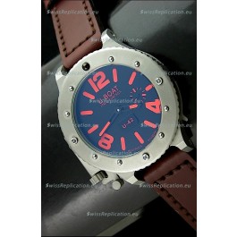 U Boat U-42 Diver Titanium Swiss Watch in Red Markers