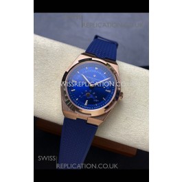 Vacheron Constantin Overseas True Moon Phase Rose Gold Blue Dial Swiss Replica Watch 