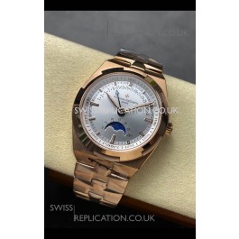 Vacheron Constantin Overseas True Moon Phase Rose Gold Steel Dial Swiss Replica Watch 