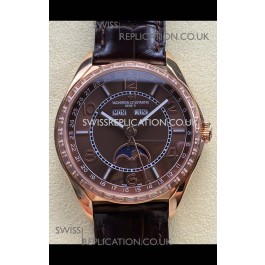 Vacheron Constantin Fiftysix Moonphase Brown Dial Rose Gold Swiss Replica Watch 