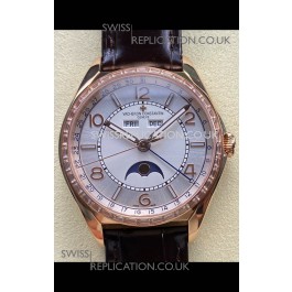 Vacheron Constantin Fiftysix Moonphase Steel Dial Rose Gold Swiss Replica Watch 