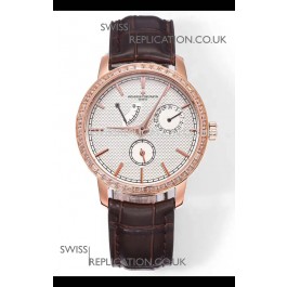 Vacheron Constantin Traditionnelle 83520 Rose Gold Diamonds Pale Yellow Dial Super Clone Watch 