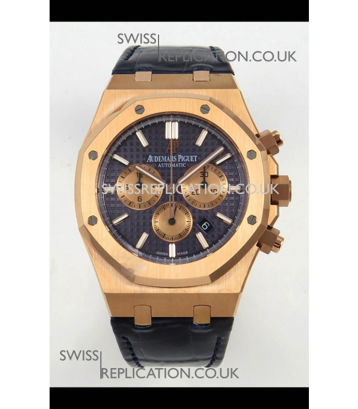 Royal Oak Chrono 26331 Rose Gold Blue Dial Super Clone Watch 