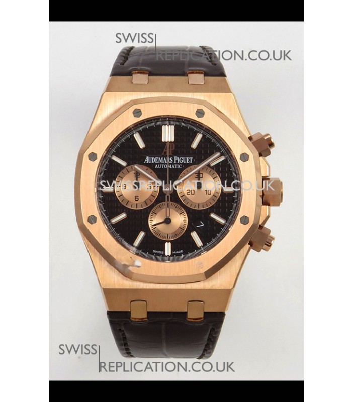 Royal Oak Chrono 26331 Rose Gold Black Dial Super Clone Watch 