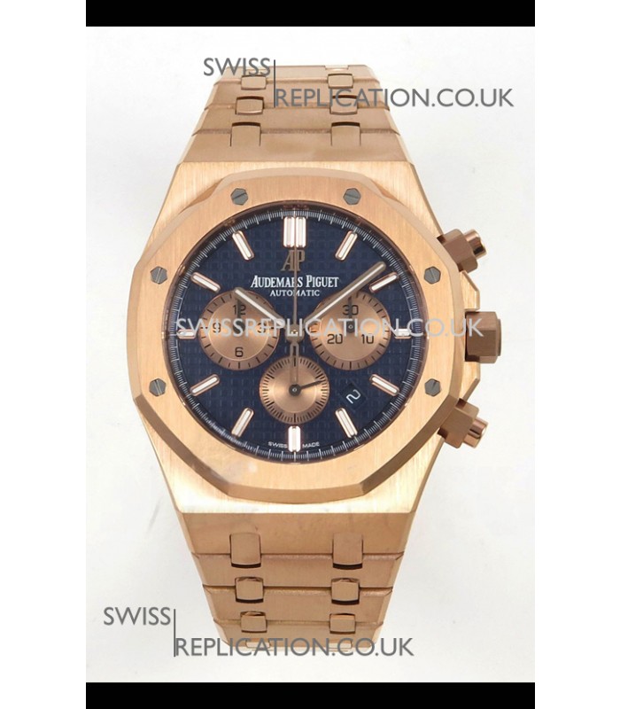 Royal Oak Chrono 26331 Rose Gold Blue Dial Super Clone Watch 