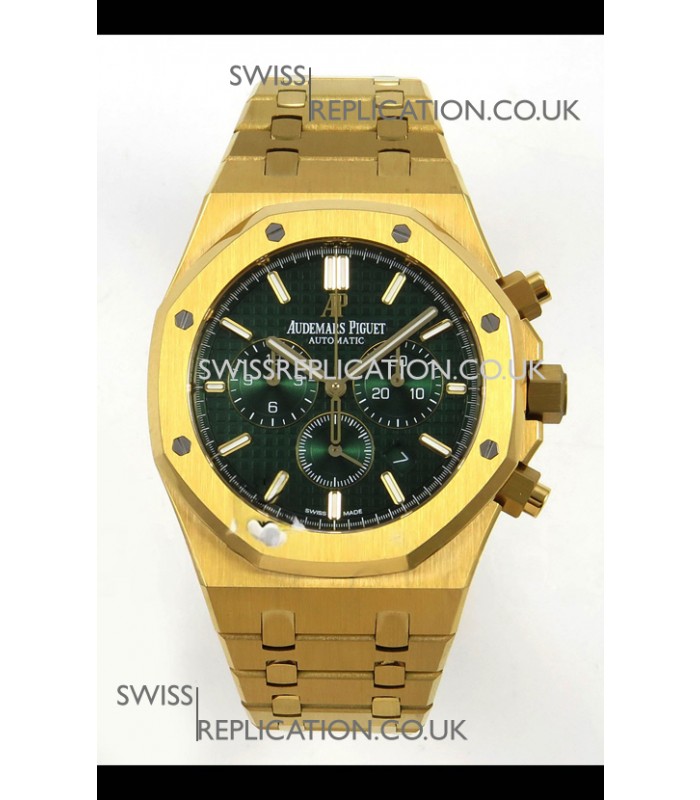 Royal Oak Chrono 26331 Yellow Gold Green Dial Super Clone Watch 
