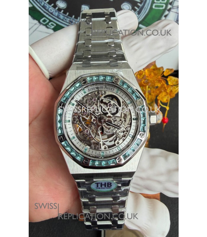 Royal Oak Openworked 15412BC Green Sapphires Super Clone Watch