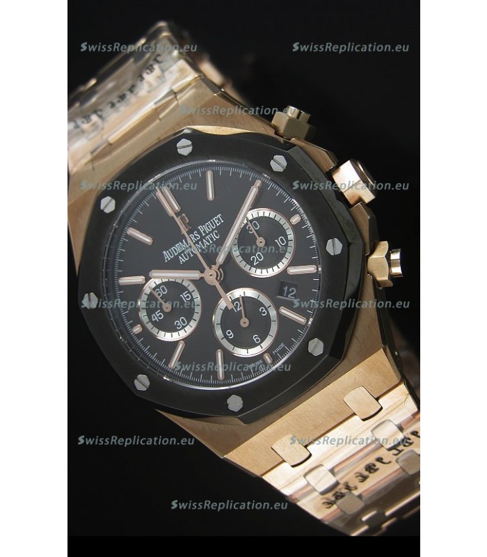 Audemars Piguet Royal Oak Rose Gold in Black Ceramic Dial - 1:1 Mirror Replica
