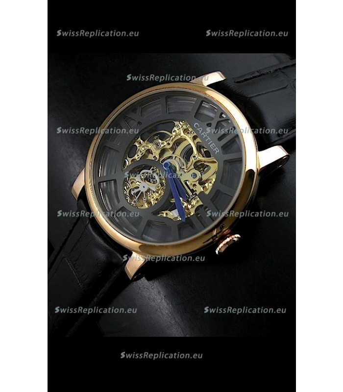 Cartier Ronde de Japanese Replica Watch in Skelton Gold Dial