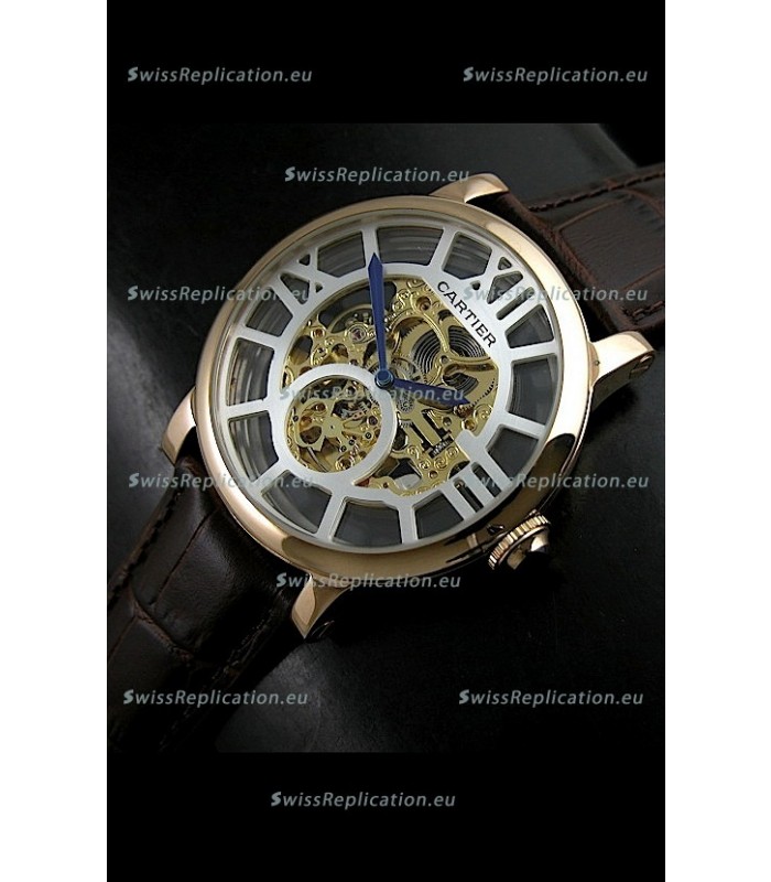 Cartier Ronde de Japanese Replica Watch in Skelton Gold Dial