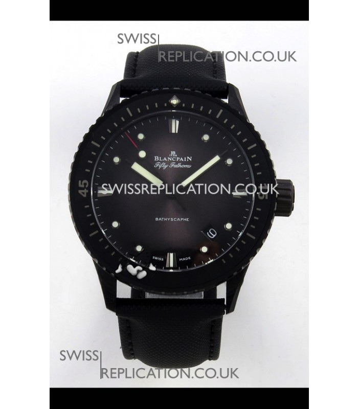 Blancpain Fifty Fathoms Ceramic Case Leather Strap Grey Dial Super Clone Watch 