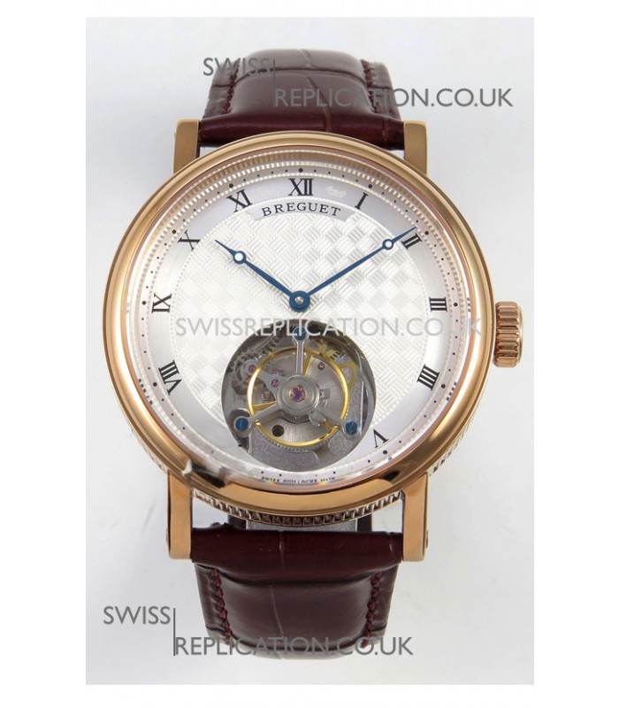 Breguet Classique Tourbillon Rose Gold Roman Dial Super Clone Watch 
